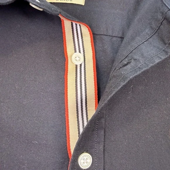 Vtg Burberry Women's L Slim Luxury Black Oxford Y2K Big EKD Logo Placket Lining - Picture 4 of 16